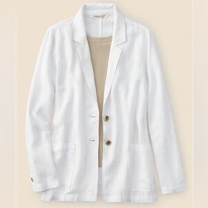 $128 Coldwater Creek Women's Boyfriend 2 Button Blazer Jacket White Size XL NWOT